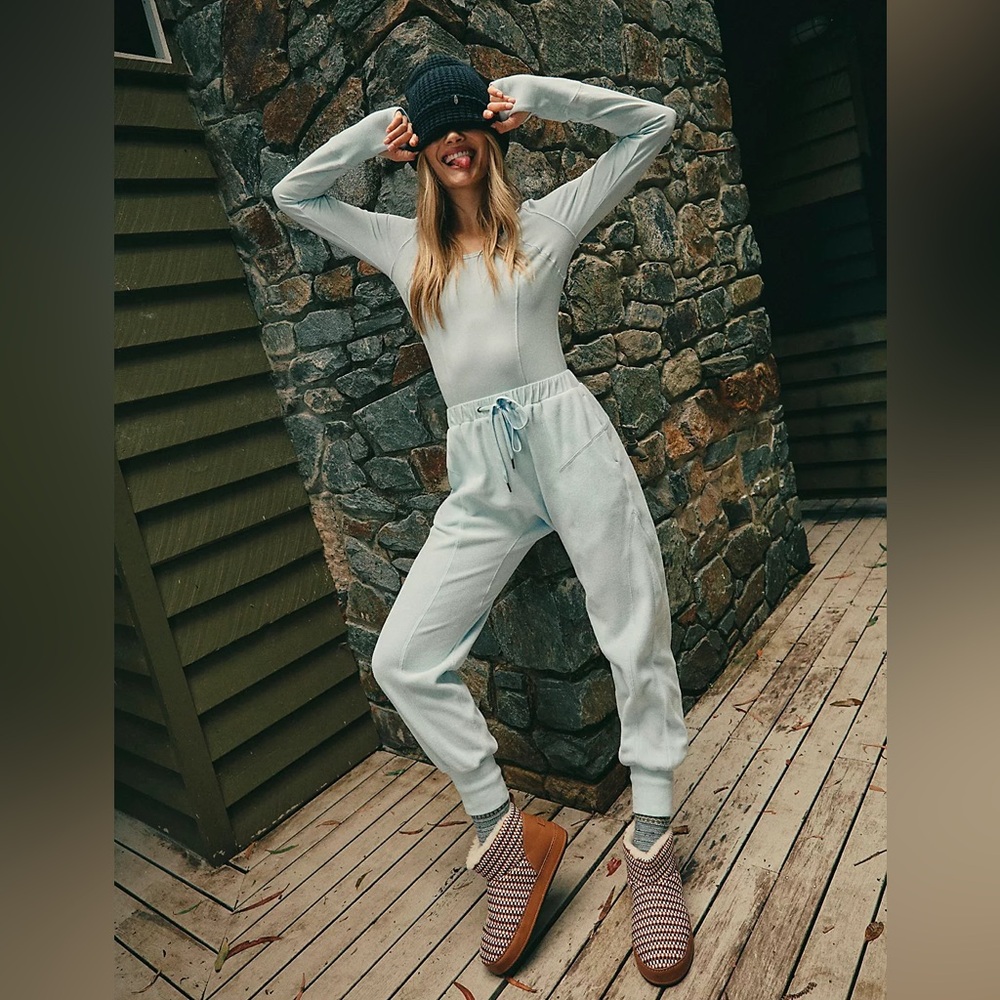 Free People Movement, Make it Count Onesie, Light Blue, Size Medium